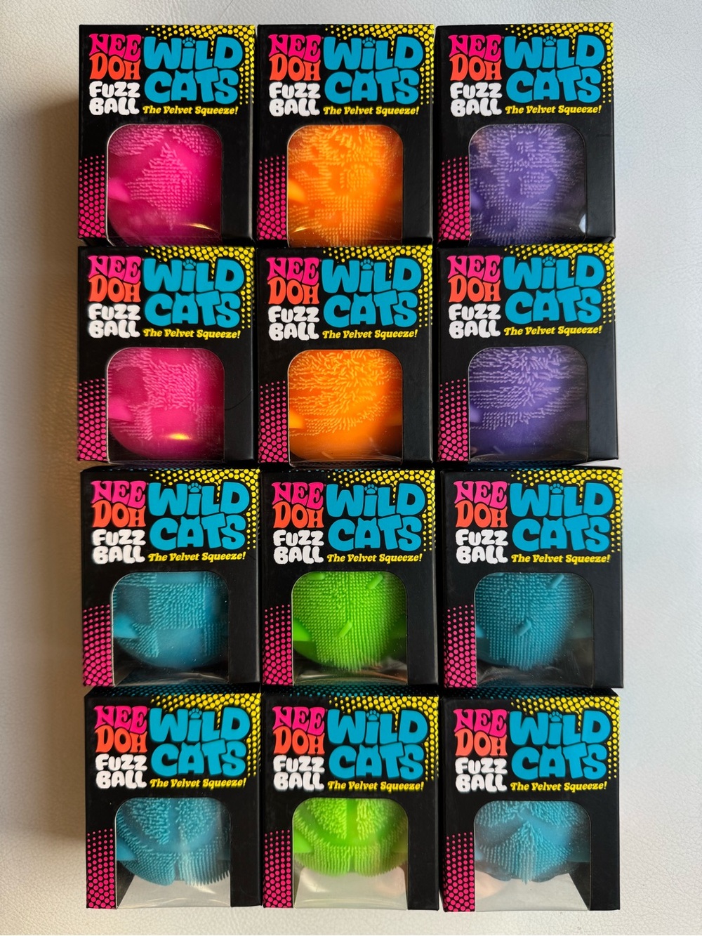 ULTRA RARE NeeDoh Wild Cat Fuzz Ball FULL COMPLETE SET Authentic Squishy Squeeze